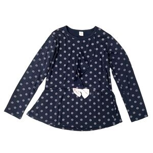 Girls Long Sleeve Navy Blue Long Sleeve Shirt With Silver Dots - Size 140 (8/10)